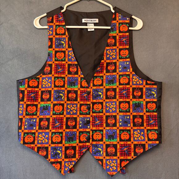 Westbury Halloween Vest Pumpkin Candy Corn Witch Spider Womens XL Fun Holiday - Picture 1 of 8
